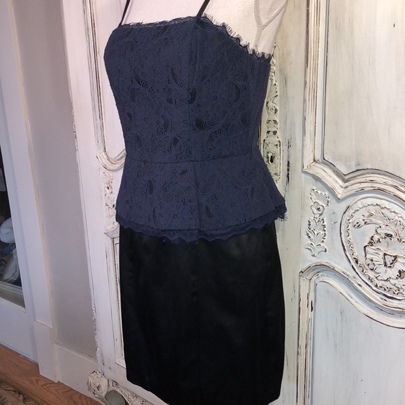 Kate Young For Target Spaghetti Strap Navy Lace Peplum Bodice Dress Size 8 - Picture 3 of 14
